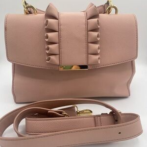 Blush Crossbody Bag with Ruffle Detail
